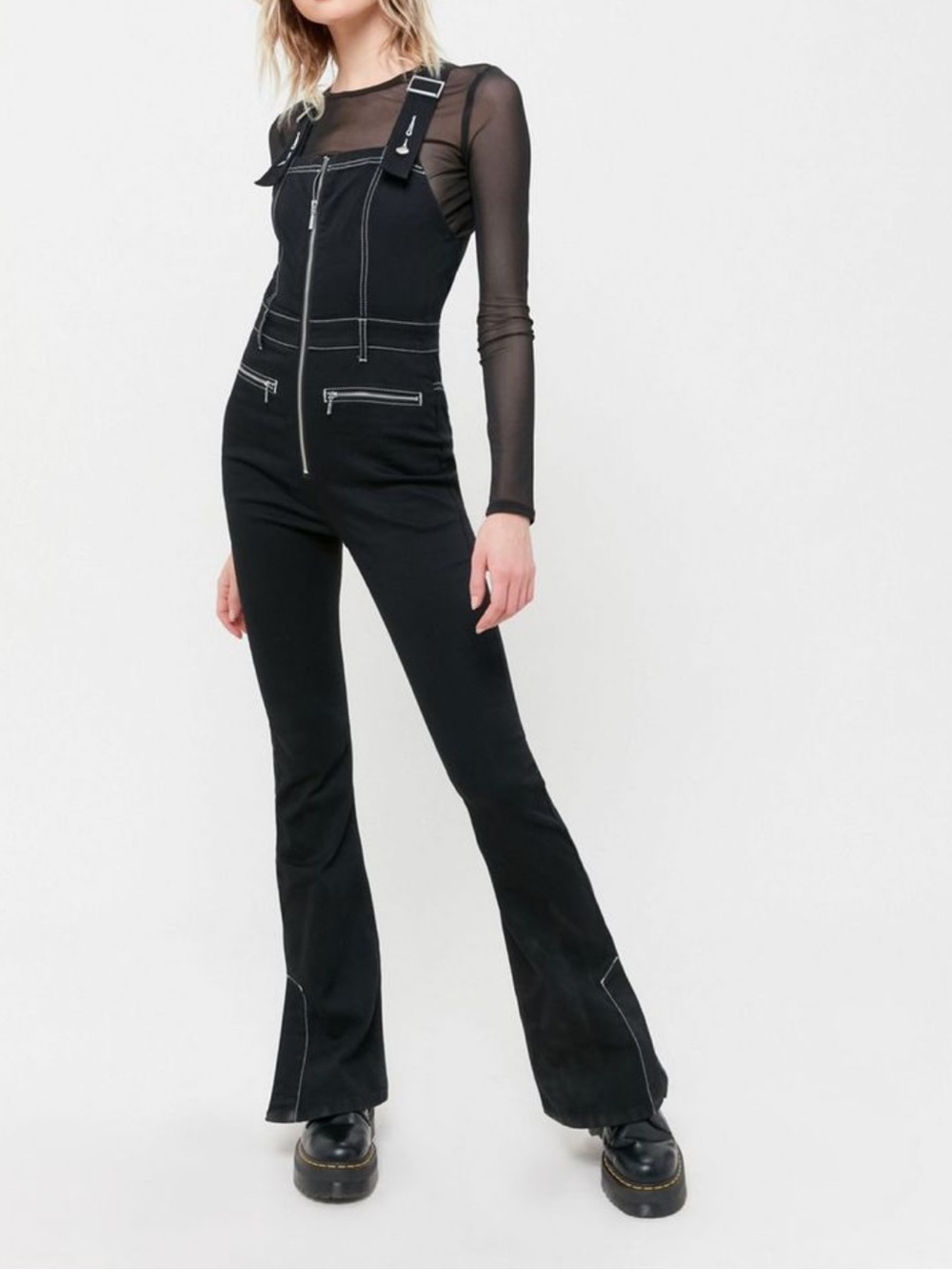 Urban Outfitters BDG Black Denim Zip Front Jumpsuit Overalls XS